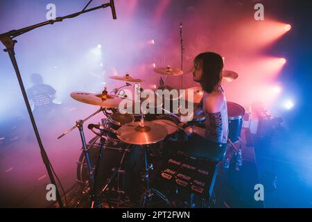 Tilburg, Niederlande. 23., 2023. April. Der dänische Black Metal ACT Afsky führt während des niederländischen Musikfestivals Roadburn Festival 2023 in Tilburg ein Live-Konzert auf. (Foto: Gonzales Photo - Peter Troest). Stockfoto