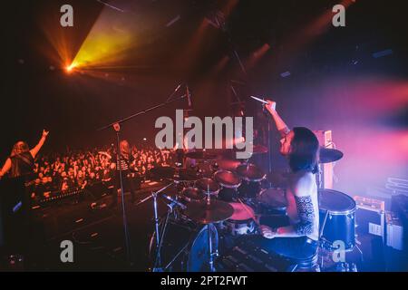 Tilburg, Niederlande. 23., 2023. April. Der dänische Black Metal ACT Afsky führt während des niederländischen Musikfestivals Roadburn Festival 2023 in Tilburg ein Live-Konzert auf. (Foto: Gonzales Photo - Peter Troest). Stockfoto