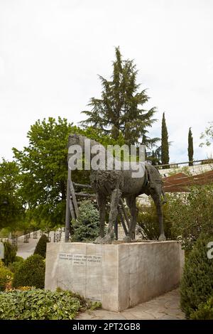 Larisa Griechenland, Statue eines Pferdes, Emblem von larisa Stockfoto