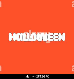 Weiße Halloween-Schrift auf hellem orangefarbenem Hintergrund. Vektordarstellung Stock Vektor