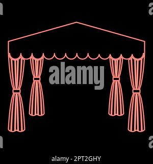 Neon-Baldachin Pop-Up-Zelt kommerzieller Pavillon Awning for Rest Marquee Chuppah rote Vektorzeichnung flaches Bild Stock Vektor