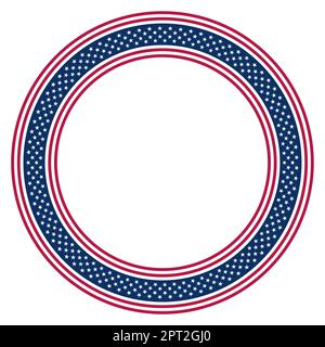 Nationalflagge mit US-Motiv, kreisförmigem Rahmen mit Sternen- und Streifenmuster Stock Vektor