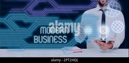 Textunterschrift Presenting Modern BusinessEinführung in die Philosophie eines großen Unternehmens, Unternehmensübersicht Einführung in die Philosophie Stockfoto