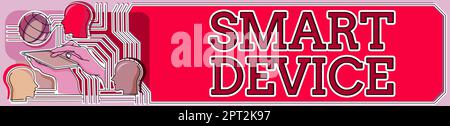 Konzeptionelle Bildunterschrift Smart Device, Internet-Konzept Elektronisches Gadget, das in der Lage zu verbinden, teilen mit dem Benutzer interagieren Stockfoto