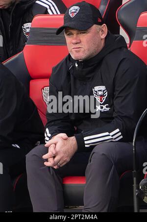 DC United Coach Wayne Rooney auf der Bank Stockfoto