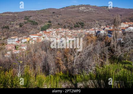 La Garganta Dorfübersicht. Ambroz Valley, Caceres, Extremadura, Spanien Stockfoto