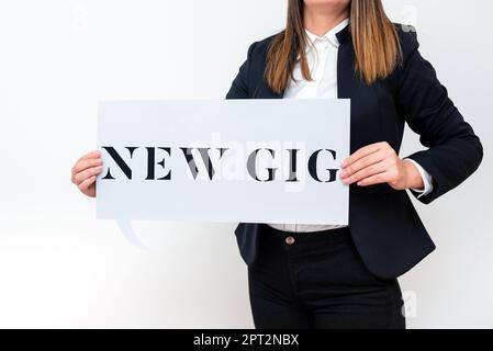 Conceptual Display New Gig, Business Concept Getting Job Teilnahme an Live Concert Gigabyte Freelancer Angebot Stockfoto