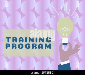 Schild mit Schulungsprogramm, Word für eine Liste der Dinge, die für die geplante Reise überprüft oder durchgeführt werden müssen -57252 Stockfoto