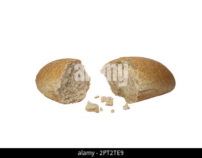 Ein Brot auf transparentem Hintergrund gebrochen Stockfoto