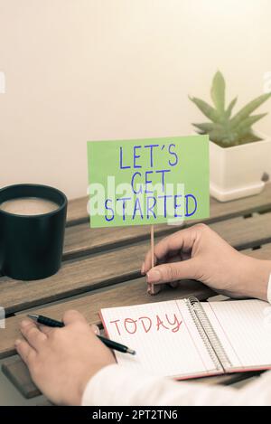 Text, der Inspiration zeigt, lässt loslegen, konzeptuelles Foto, das jemanden ermutigt, etwas zu beginnen oder zu tun Stockfoto