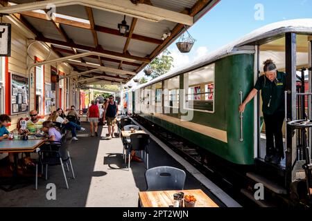 Die Bay of Islands Vintage Railway, Kawakawa, Northland, Neuseeland. Stockfoto