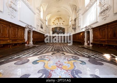 Das Innere von Certosa di Padula, bekannt als Padula Charterhouse, ist ein Kloster in der Provinz Salerno in Kampanien, Italien. Stockfoto