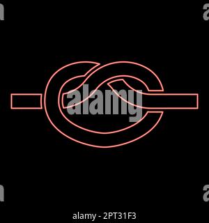 Neon Knotenbindung Knoten Zusammenfügen Konzept Noose Symbol schwarz Vektor Illustration flaches Bild rot Vektor Illustration Bild flacher Vektor Illustration Bild flacher Stil Stock Vektor