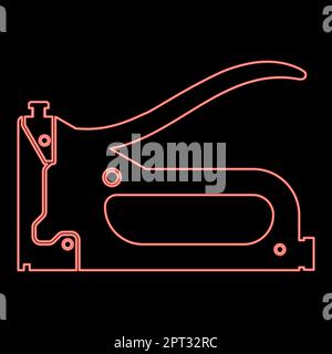 Neonbauweise Hefter Arbeitswerkzeuge Pistole zum Bauen Symbol schwarz Farbe Vektor Illustration flaches Bild rot Farbe Vektor Illustration flaches Bild Stock Vektor
