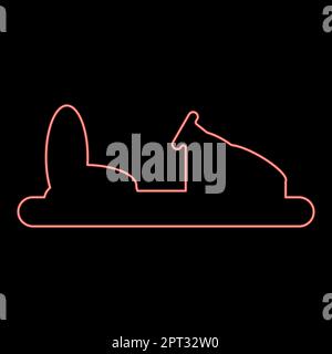 Neon-Stoßfänger-Silhouette Elektrische Maschine für Rennstrecke Sideshow Vergnügungspark Attraktion Dodgem Symbol schwarz Vektor Illustration flaches Bild rot Vektor Illustration flaches Bild Stock Vektor