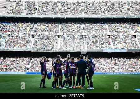 Barcelona, Spanien. 27. April 2023. FC Barcelona Femeni Spieler bei einem Womans Champions League-Spiel zwischen FC Barcelona Femeni und Chelsea FC Women im Spotify Camp Nou in Barcelona, Spanien, am 27. April 2023. (Foto/Felipe Mondino) Kredit: Live Media Publishing Group/Alamy Live News Stockfoto