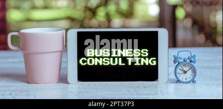 Inspiration zeigt Zeichen Business Consulting, Internet-Konzept beaufsichtigt Überwachung Koordination Business Operations Handy-Bildschirm mit Import Stockfoto