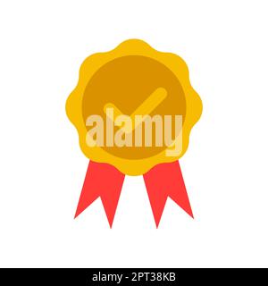 Vektorsymbol des Zertifikatausweises auf weißem Hintergrund Stock Vektor