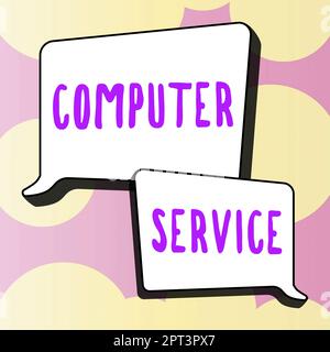 Textunterschrift, die Computerservice, Schaufenster für Unternehmen darstellt Prozess des Erfassens von Informationen zu einem bestimmten Thema Verbindung mit Online-Freunden Stockfoto
