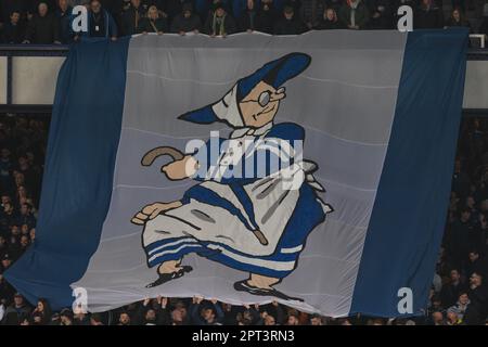 Liverpool, Großbritannien. 27. April 2023. Ein Banner für das Mädchen der Everton Mints vor dem Premier League-Spiel Everton gegen Newcastle United im Goodison Park, Liverpool, Großbritannien, 27. April 2023 (Foto von Craig Thomas/News Images) in Liverpool, Großbritannien, am 4./27. April 2023. (Foto: Craig Thomas/News Images/Sipa USA) Guthaben: SIPA USA/Alamy Live News Stockfoto