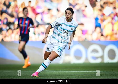 Barcelona, Spanien. 27. April 2023. Samantha Kerr (Chelsea FC Women) während eines Womans Champions League-Spiels zwischen dem FC Barcelona Femeni und dem Chelsea FC Women am 27. April 2023 im Spotify Camp Nou in Barcelona, Spanien. (Foto/Felipe Mondino) Kredit: Unabhängige Fotoagentur/Alamy Live News Stockfoto