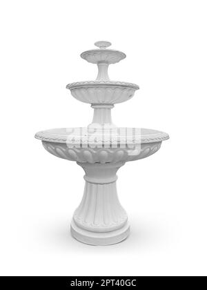 Altmodischer Innenhofbrunnen isoliert auf weiß mit Clipping Path Stockfoto