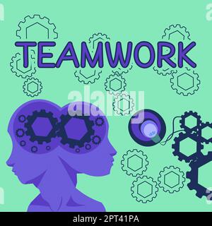 Konzeptionelle Darstellung Teamwork, Internet-Konzept die Gruppe s ist kollaborative Anstrengung, um ein gemeinsames Ziel zu erreichen Denken Neue Schreibkonzepte, Breaking Stockfoto