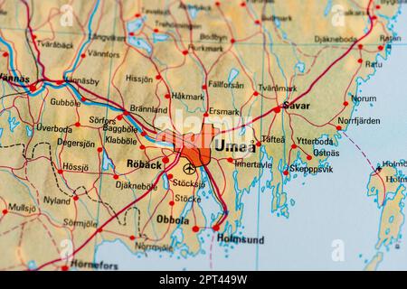 Göteborg, Schweden - Februar 20 2022: Karte von Umeå in Schweden Stockfoto