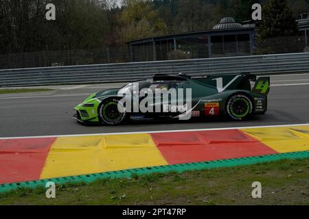 Spa Franchorchamps, Belgien. 27. April 2023. 04/27/2023, Circuit de Spa-Francorchamps, Spa-Francorchamps, WEC - TotalEnergies 6 hours of Spa-Francorchamps, in the picture FLOYD VANWALL RACING TEAM, Vanwall Vandervell 680, Tom Dillmann (FRA), Esteban Guerrieri (ARG), Jacques Villeneuve ( CAN) Live News: dpa/Alamy News Stockfoto