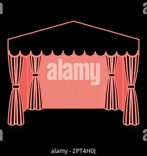 Neon-Pavillon zum Einkaufen Business-Zelt Marquee für Werbung Symbol schwarz Farbe Vektor Illustration flaches Bild rot Farbe Vektor Illustration flacher Stil Stock Vektor