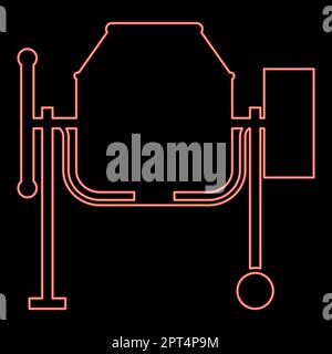 Neonbeton Mischer Zementmaschine Symbol Schwarz Farbe Vektor Illustration flaches Bild rot Farbe Vektor Illustration flaches Bild Stock Vektor