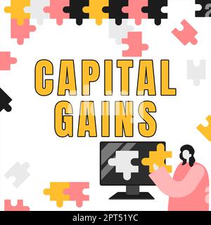 Schreiben Text anzeigen Kapitalerträge, Geschäftsidee Anleihen Aktien Aktien Gewinn Einkommensteuer Investmentfonds Stockfoto