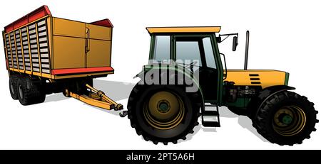 Landtraktor mit Anhänger Stock Vektor