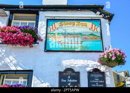 14. Jahrhundert Sloop Inn, Rückseite Lane, St. Ives, Cornwall, England, Vereinigtes Königreich Stockfoto