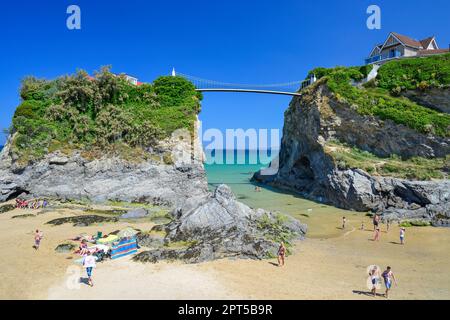 "Das Haus im Meer" Insel Strandhaus auf Towan Beach, Newquay, Cornwall, England, Vereinigtes Königreich Stockfoto