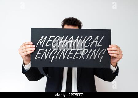 Hand schreiben Zeichen Maschinenbau, Wort für Angebote mit Design Herstellung Verwendung von Maschinen Stockfoto