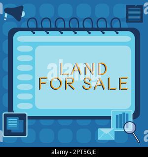 Inspiration zeigt Zeichen Land zum Verkauf, Business-Ansatz Immobilien viel verkaufen Entwickler Realtors Investment Stockfoto