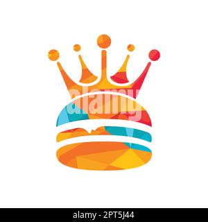 Burger King Vektor-Logo-Design. Burger mit Crown Icon-Logo. Stock Vektor