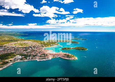 Rovinj Archipel Luftpanorama, Touristenziel in Istrien Region von Kroatien Stockfoto