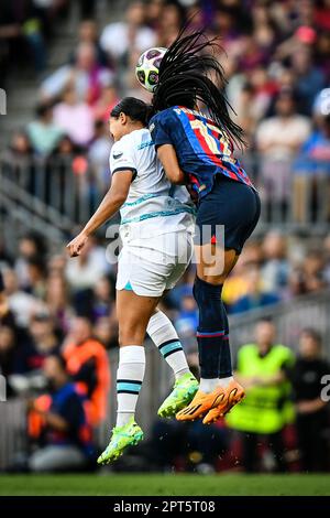 Barcelona, Spanien. 27. April 2023. Salma Paralluelo (FC Barcelona FEM) während eines Womans Champions League-Spiels zwischen FC Barcelona Femeni und Chelsea FC Women am 27. April 2023 im Spotify Camp Nou in Barcelona, Spanien. (Foto/Felipe Mondino) Kredit: Unabhängige Fotoagentur/Alamy Live News Stockfoto