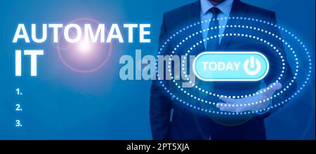 Textzeichen mit automatisierten IT-, Business Concept-Konvertierungsprozessen oder -Einrichtungen, die automatisch betrieben werden sollen. Stockfoto