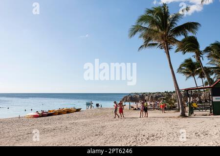 Palmen (Arecaceae), Strand, Playa Ancon, Trinidad, Kuba Stockfoto