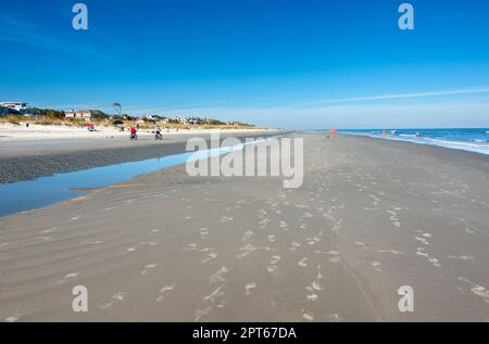 Hilton Head Island hat 12 Meilen Sandstrände am Atlantischen Ozean. Stockfoto