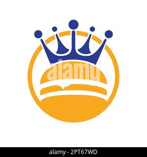 Burger King Vektor-Logo-Design. Burger mit Crown Icon-Logo. Stock Vektor