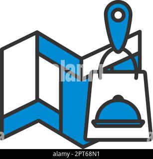 Karte Mit Dem Symbol Für Den Lebensmittelbeutel Für Die Lieferung Stock Vektor