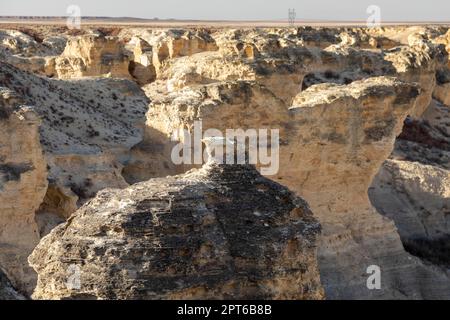 Oakley, Kansas, im Little Jerusalem Badlands State Park befindet sich die größte Niobrara-Kreideformation in Kansas. Der Park ist ein gemeinsames Projekt der Stockfoto