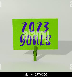 Hand schreiben Zeichen 2023 Ziele, Wort für Einen Plan, für etwas Neues und Besseres für das kommende Jahr zu tun Stockfoto