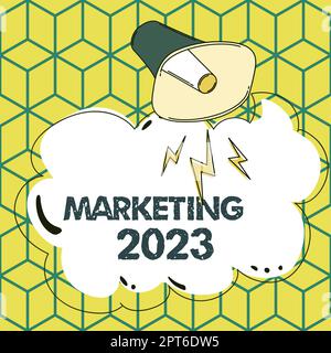 Text zeigt Inspiration Marketing 2023, Geschäftskonzept kommerzielle Trends für die Neujahrsveranstaltung 2023 Stockfoto