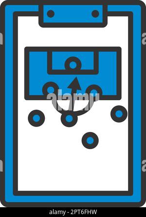 Symbol Des Fußball-Coach Tablet Mit Spielplan Stock Vektor