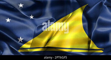 3D-Illustration einer Tokelau-Flagge - realistische wehende Stoffflagge. Stockfoto